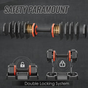 Adjustable Dumbbell Set, 10 In 1 Free Dumbbell For Men And Women, Black Dumbbell For Home Gym, Full Body Workout Fitness, Fast Adjust By Turning Handle 10 Gears55 LB